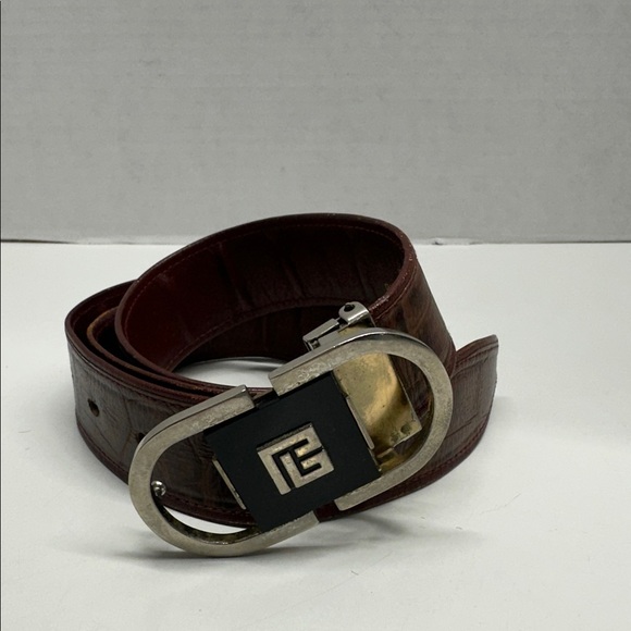 Vintage Balmain Logo Belt Faux Snake Skin Leather Brown Black Silver Unisex 40\